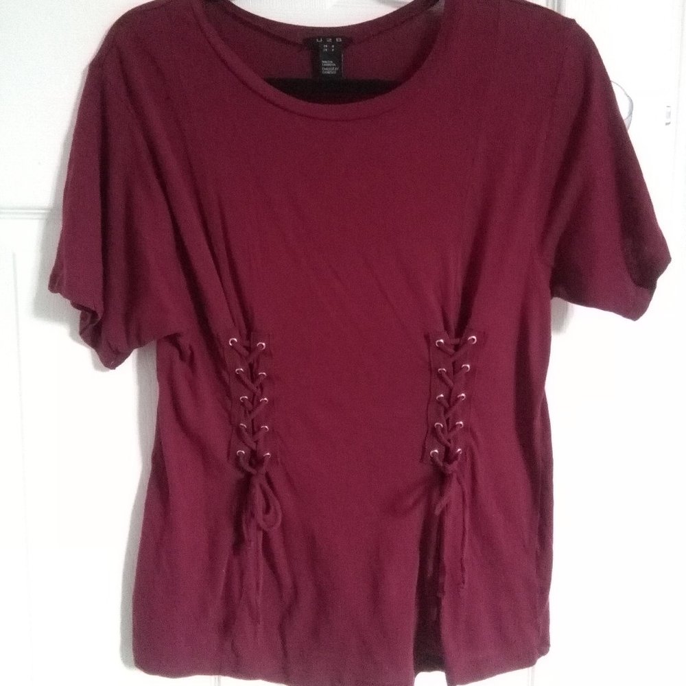 Burgundy Corset Detail Top
